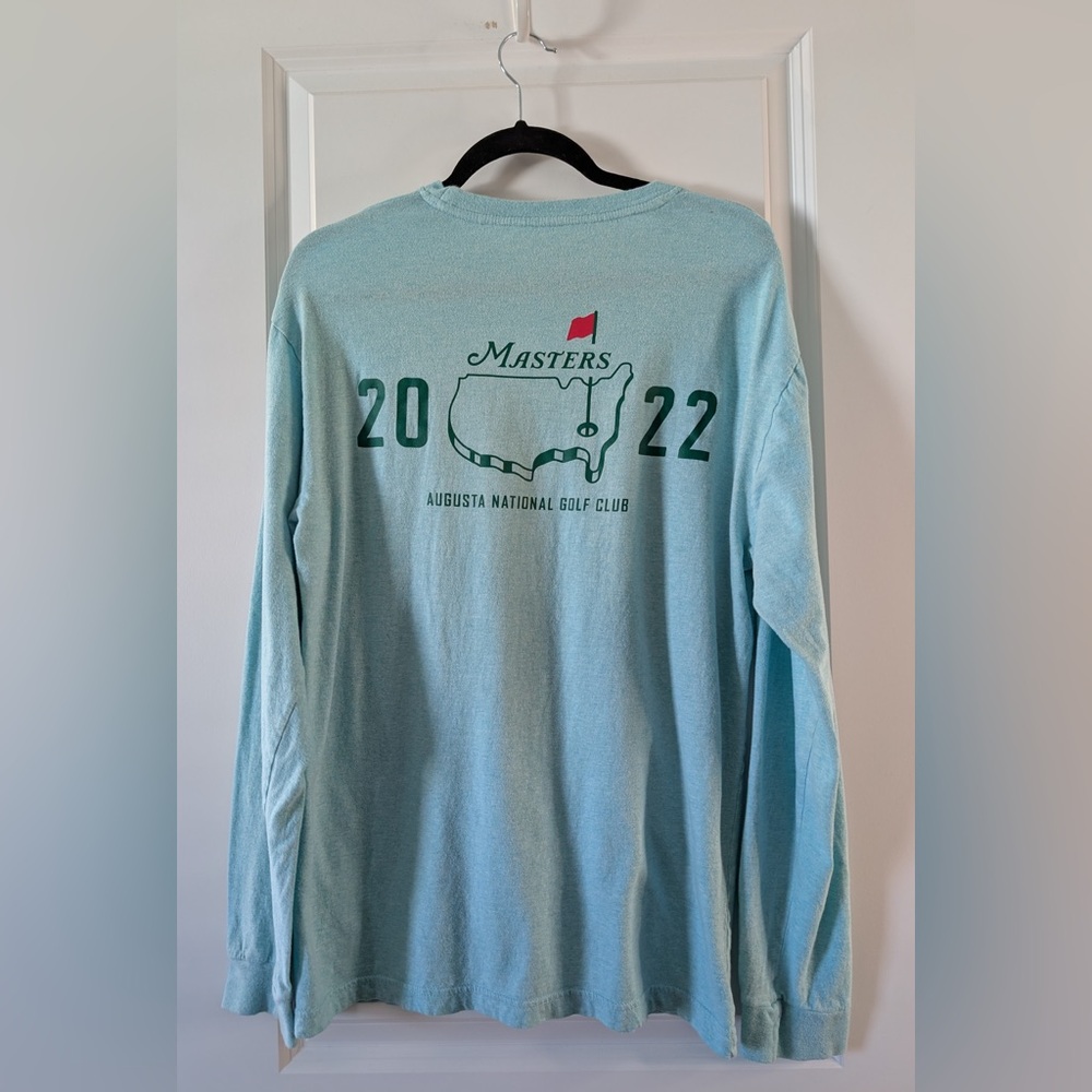 Masters Men’s Long Sleeve Blue Map Tee Size Medium